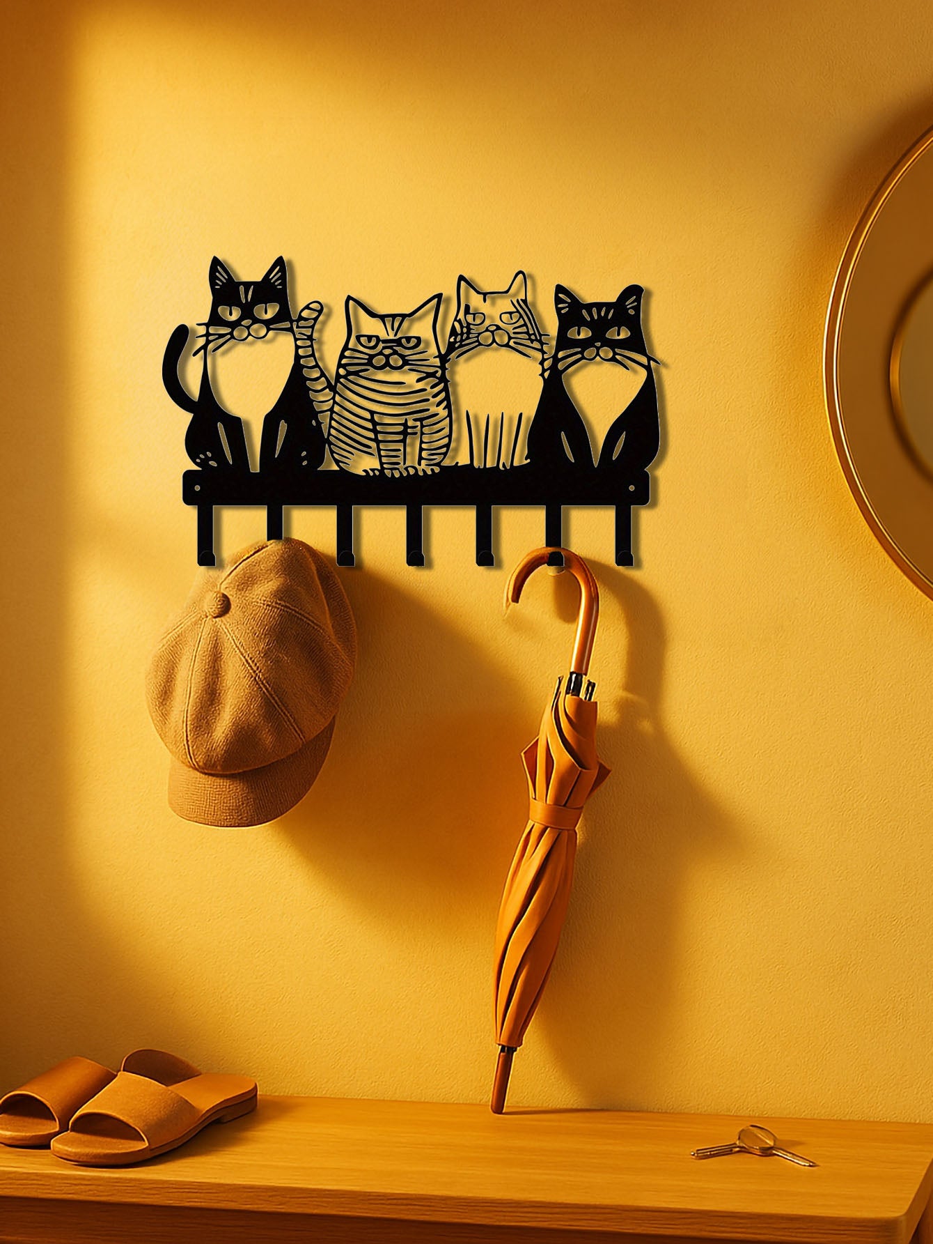 1PC Cute Cat Wall Hook-Adorable Kitty Decor For Home, Strong Metal Wall Hooks