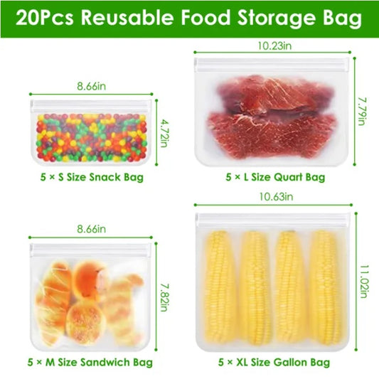 20 Reusable Food Storage Bags