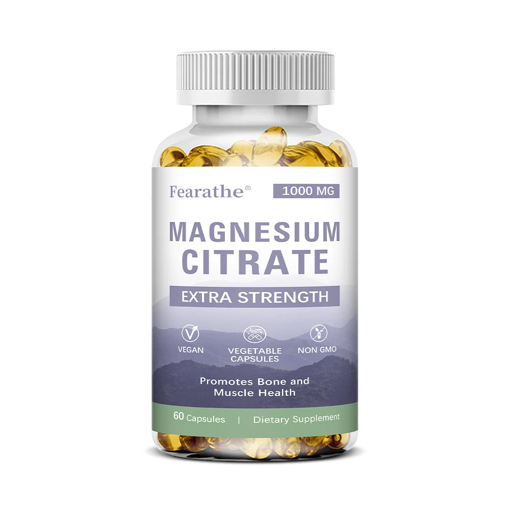 Magnesium Citrate 1000 Mg-Dietary Supplement To Promote Muscle Relaxation, Support Nervous System, Bone and Heart - 120 Capsules