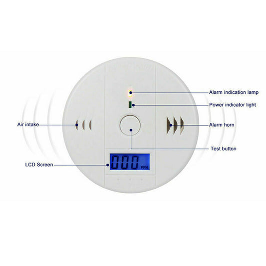 2-Pack Carbon Monoxide Detector - High-Accuracy Battery Operated CO Alarm with LCD Display & 85dB Siren