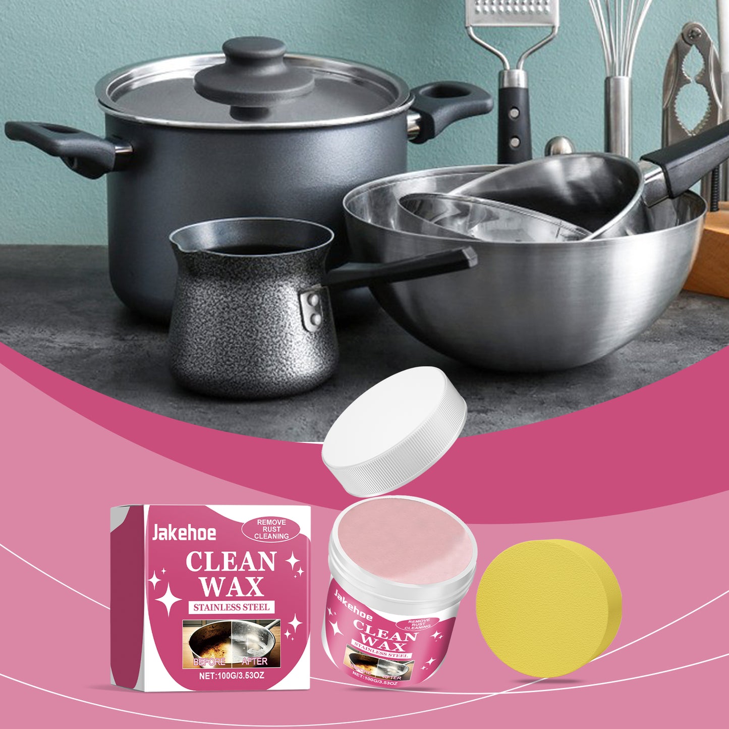 Jakehoe Kitchen Stainless Steel Cleaning Paste, Multi-functional Cleaning Paste For Polishing And Cleaning Stains On Cookware Bottoms