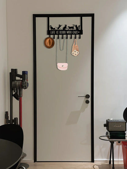 Over-The-Door Cat Organizer,8 Multi-Purpose Hooks For Wall Or Door, Home Storage