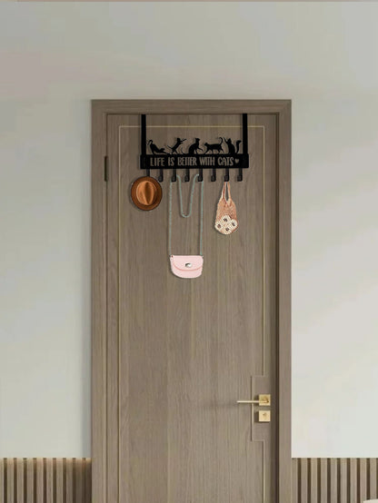 Over-The-Door Cat Organizer,8 Multi-Purpose Hooks For Wall Or Door, Home Storage