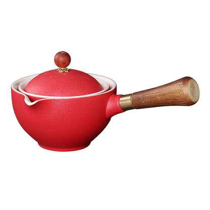 Ceramic Rotating Teapot Set with Spill-Free Pouring