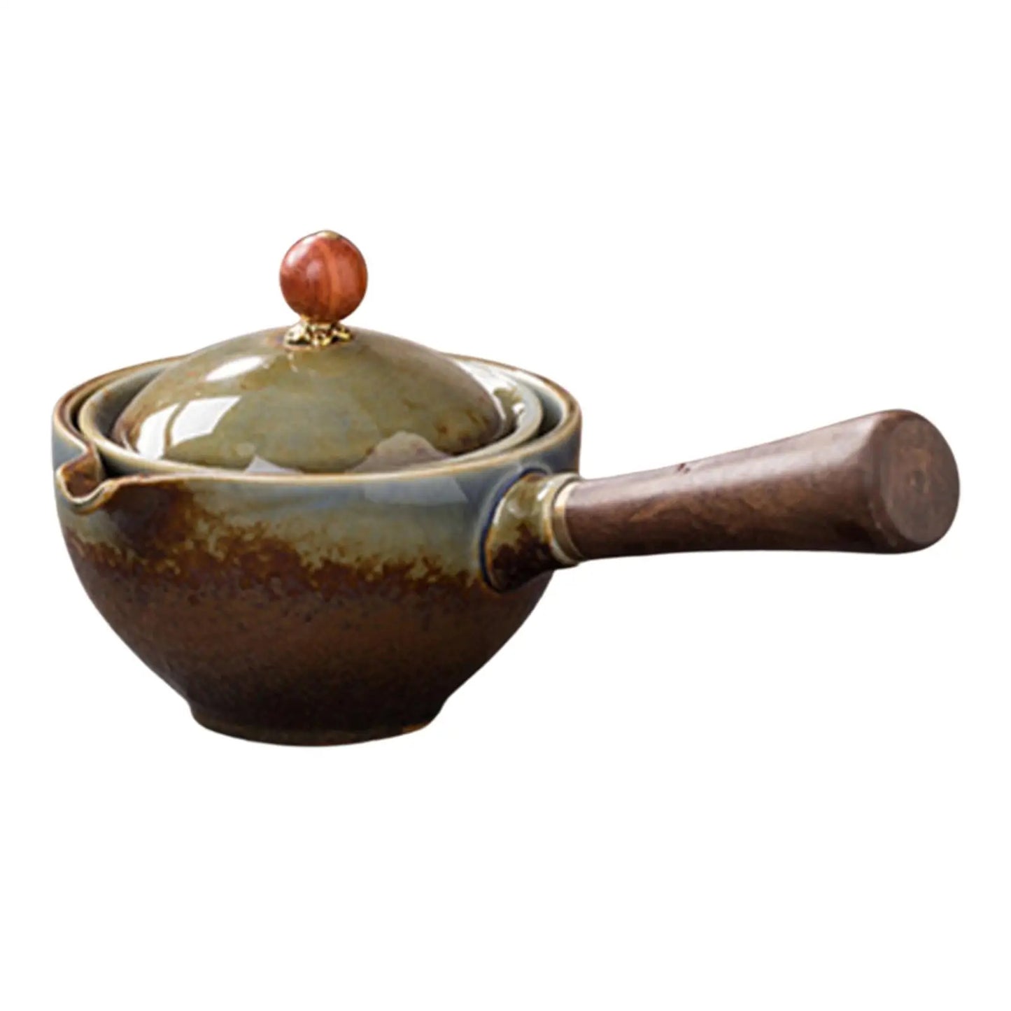 Ceramic Rotating Teapot Set with Spill-Free Pouring