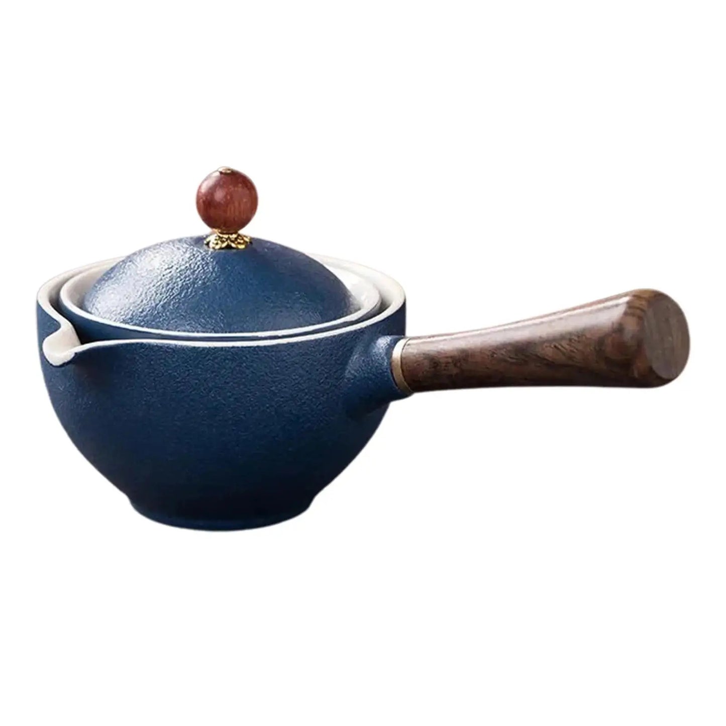 Ceramic Rotating Teapot Set with Spill-Free Pouring