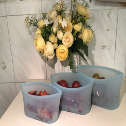 3pcs Reusable Silicone Food Storage Bags, Sandwich Snack Bags Zip Container Safe