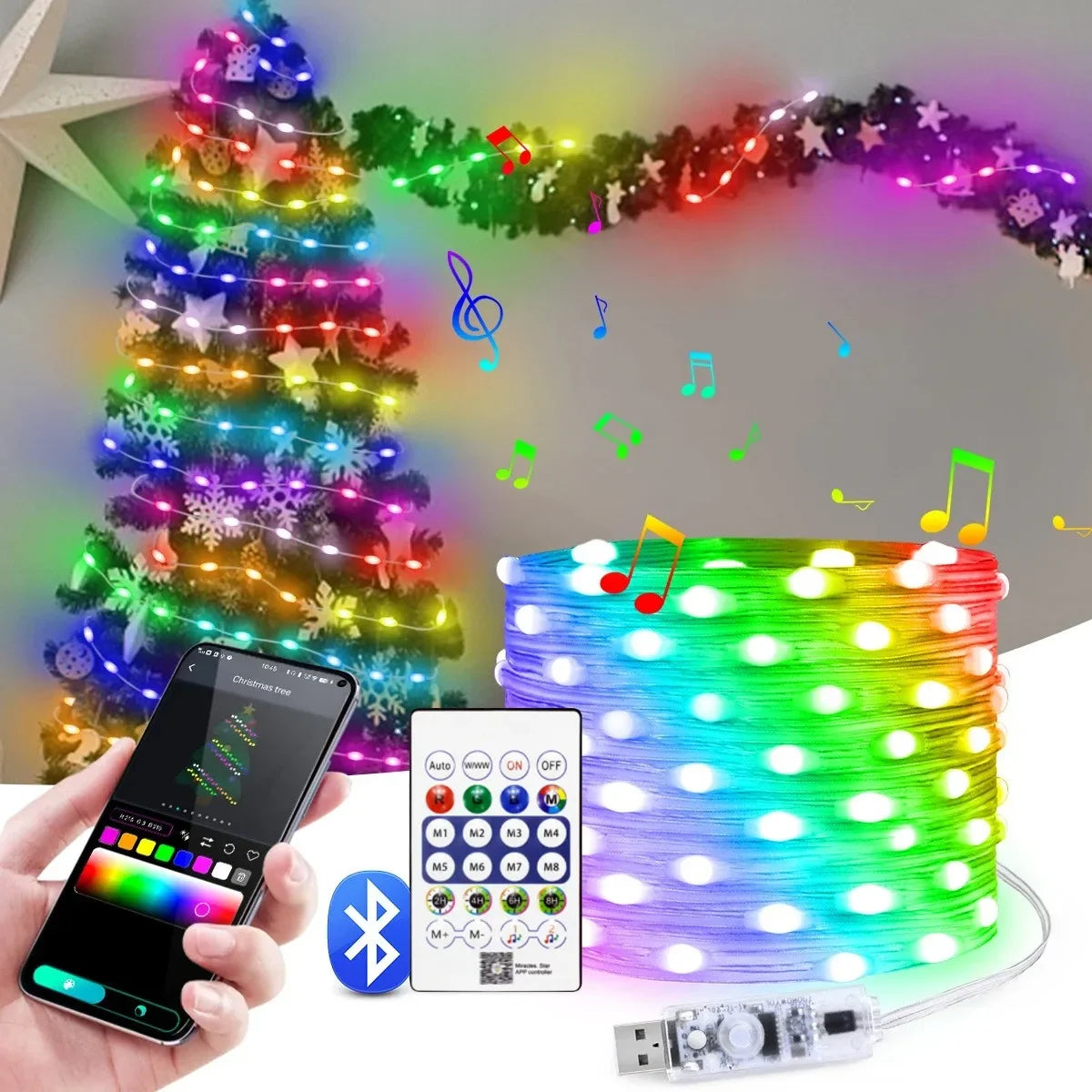 RGBIC Bluetooth RGB Christmas String Lights