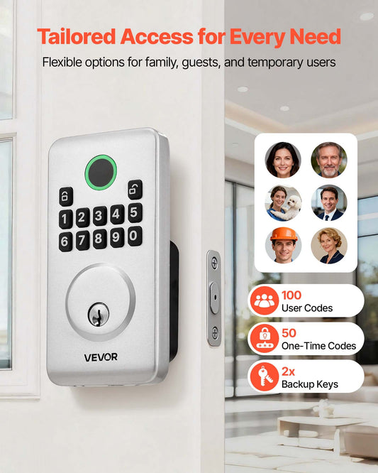 Keyless Entry Door Lock, Electronic Deadbolt With Customizable User Codes, Pioneering Easy-Grip Design, Keyed Entry, Auto Lock, Anti-Peeking Password, Backlit Keypad, For Home, Apartment, Silver
