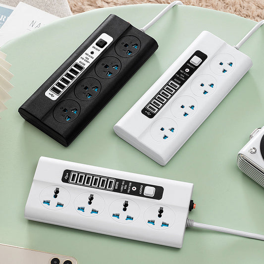 24-Socket USB Power Strip — Multi-Outlet Extension with 4 USB Ports