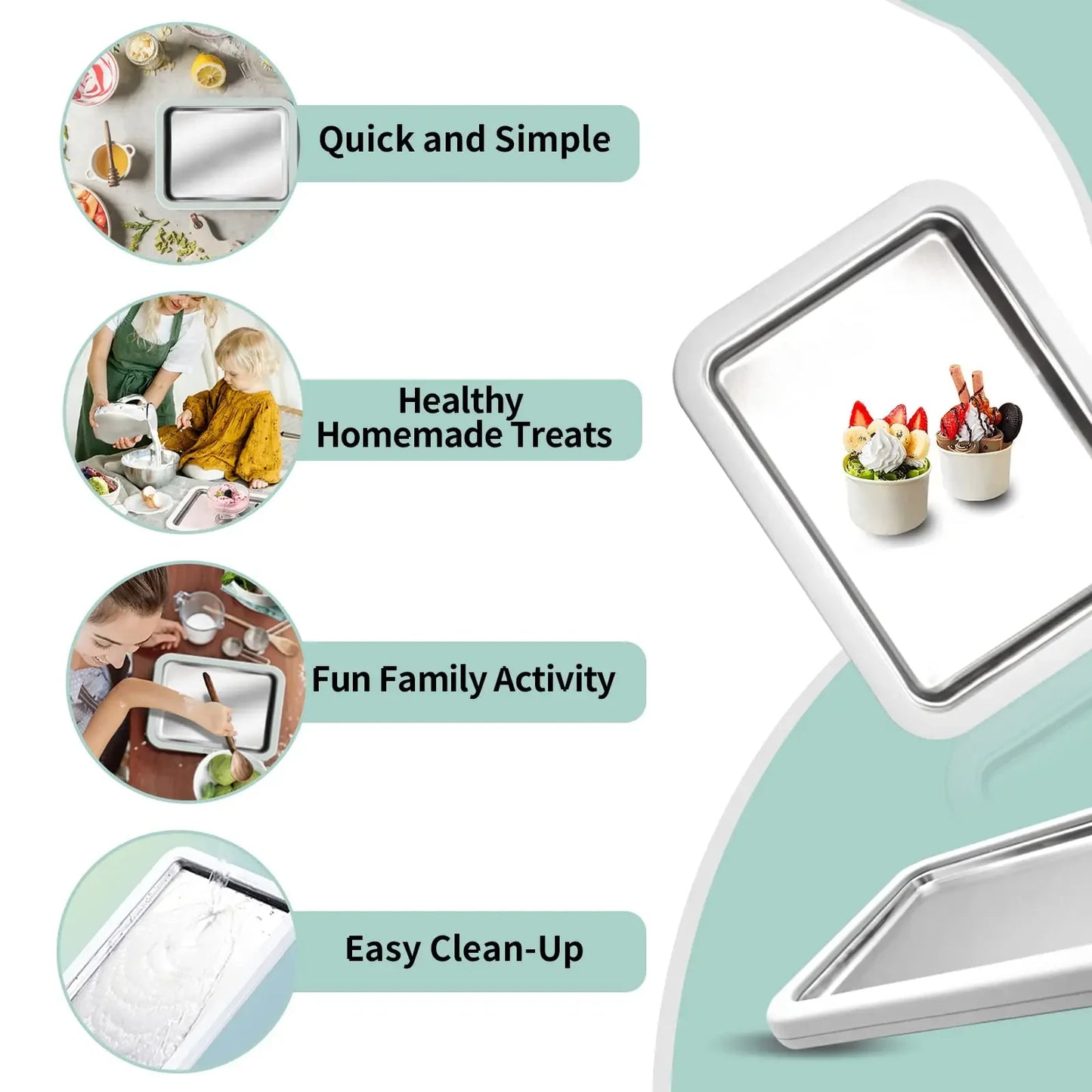 Instant Ice Cream Maker Pan DIY Rolled Ice Cream Machine for Home