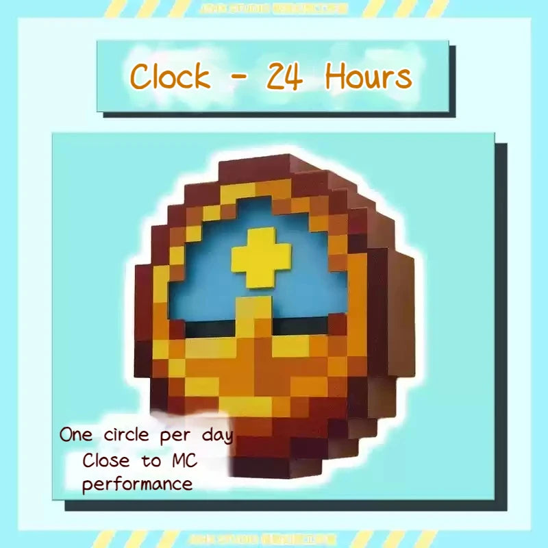 Fun Pixel-Style Quartz Movement Wall Clock for Bedrooms