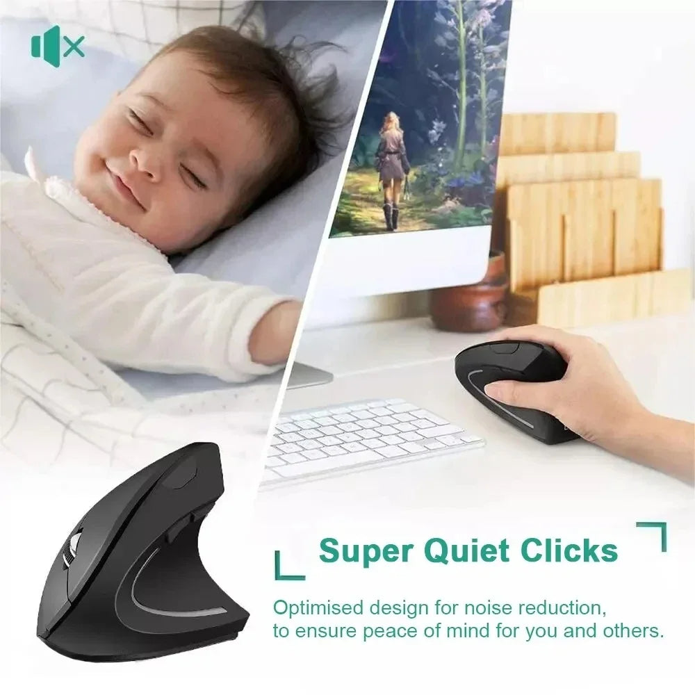Ergonomic Vertical Wireless Mouse Carpal Tunnel Prevention & 2.4G Precision Office Mouse