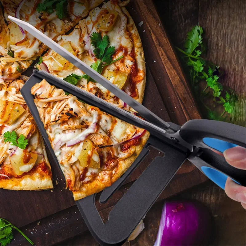 Pizza Scissors with Built-In Slice Server Tray