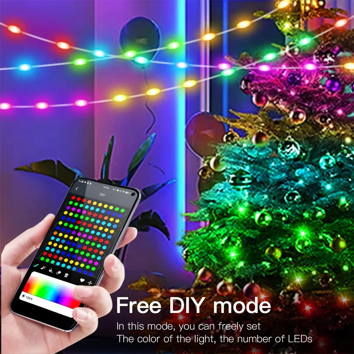 RGBIC Bluetooth RGB Christmas String Lights