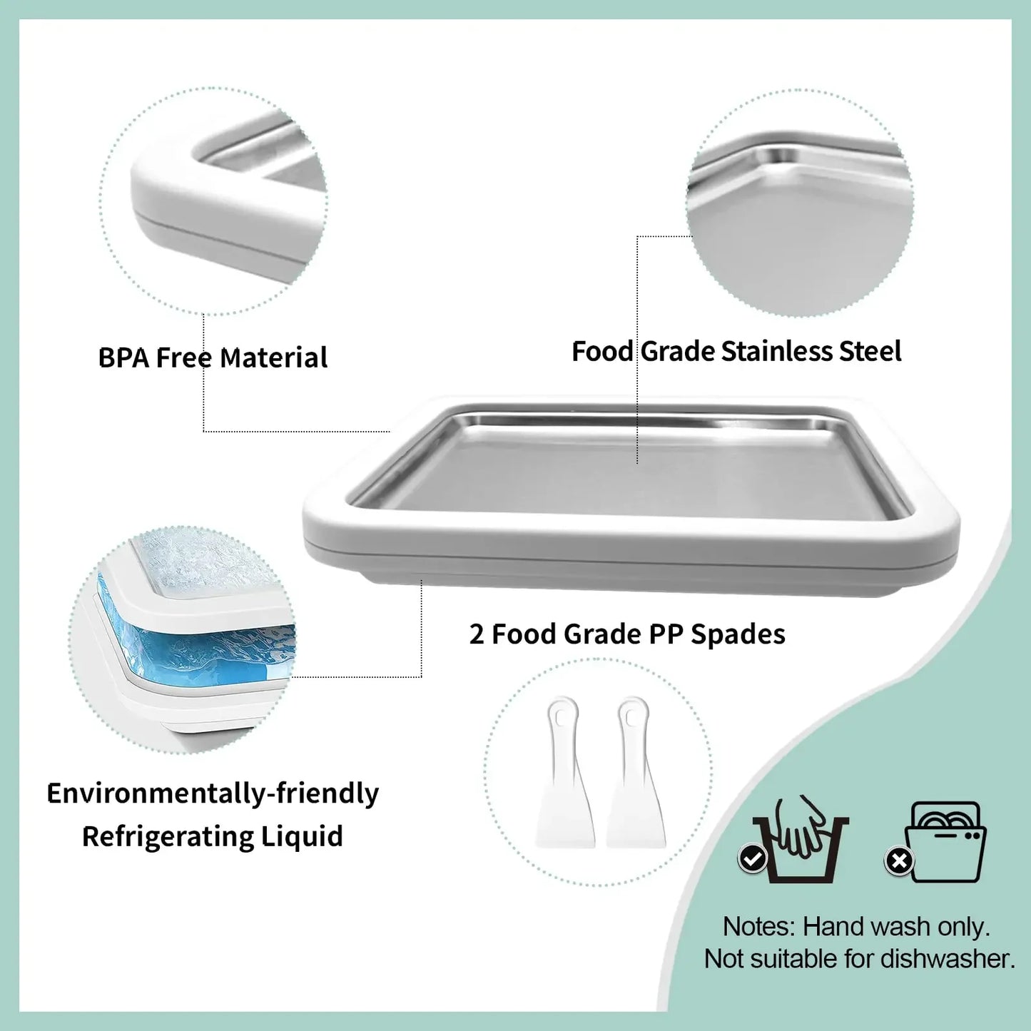 Instant Ice Cream Maker Pan DIY Rolled Ice Cream Machine for Home