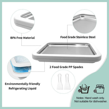 Instant Ice Cream Maker Pan DIY Rolled Ice Cream Machine for Home