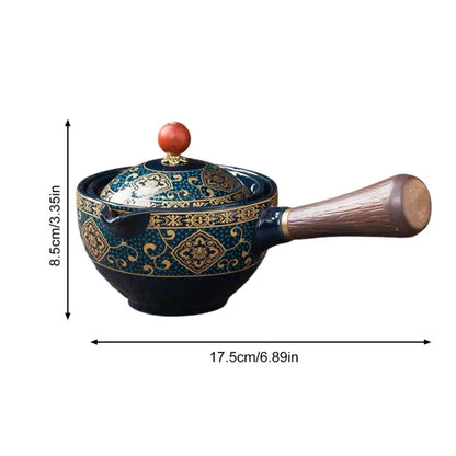 Ceramic Rotating Teapot Set with Spill-Free Pouring