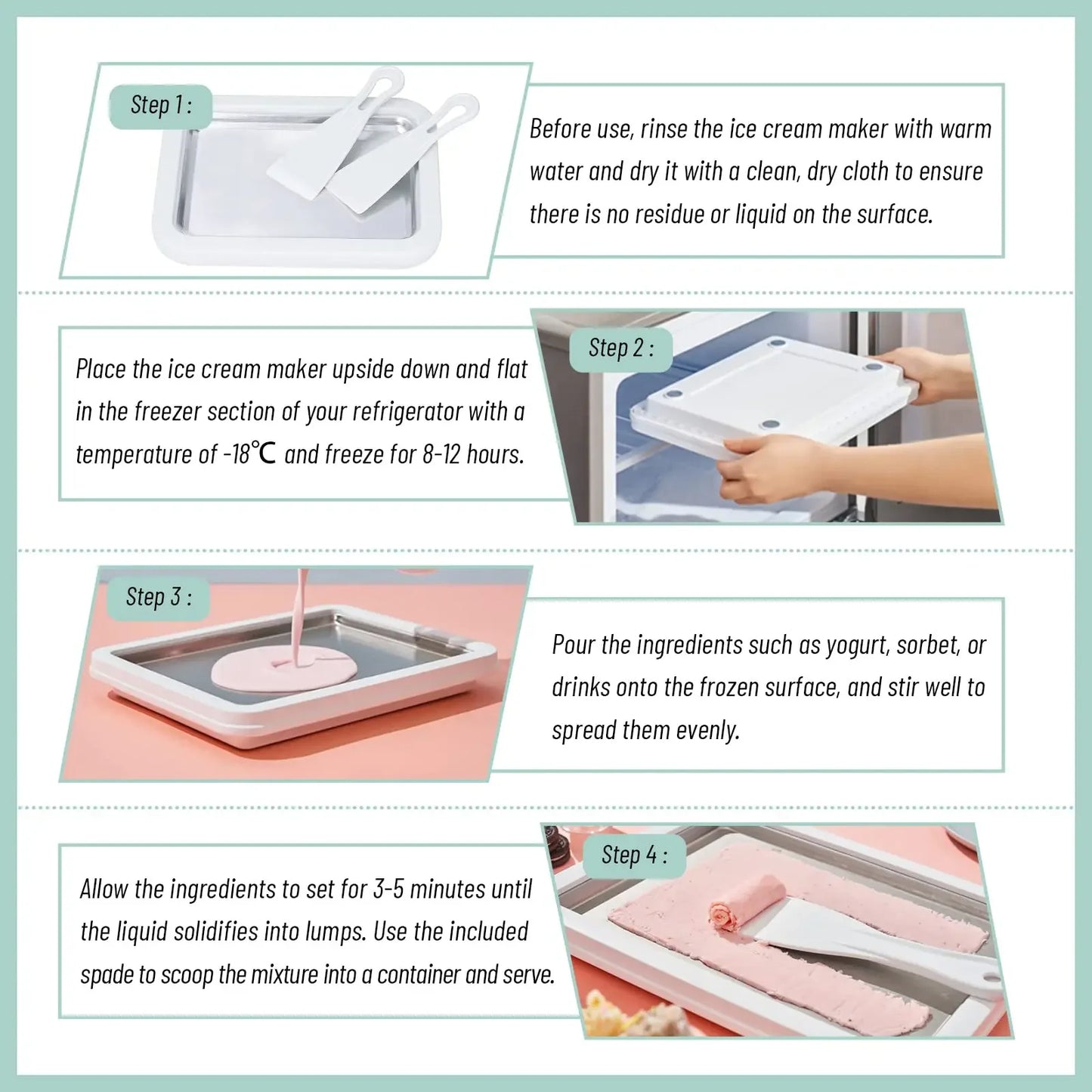 Instant Ice Cream Maker Pan DIY Rolled Ice Cream Machine for Home