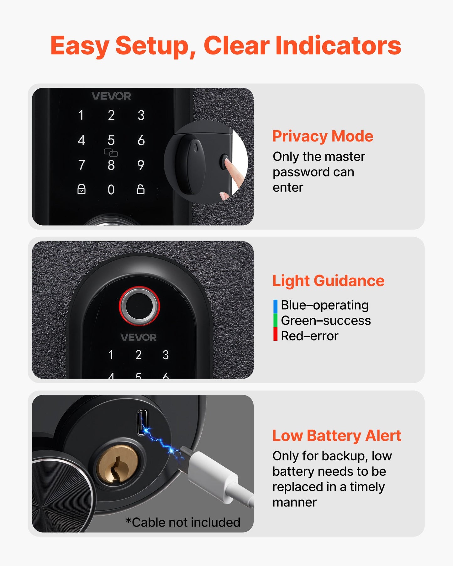 Fingerprint Door Lock, Electronic Biometric Deadbolt With Touchscreen, Auto Locking, One-Time Code, Anti-Peeking Password, Keyless Entry Door Lock With IC Cards, For Home, Apartment, Matte Black