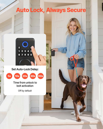 Keyless Entry Door Lock, Electronic Deadbolt With Customizable User Codes, Pioneering Easy-Grip Design, Keyed Entry, Auto Lock, Anti-Peeking Password, Backlit Keypad, For Home, Matte Black