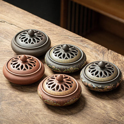 Ceramic Lotus Incense Burner with Enamel Finish