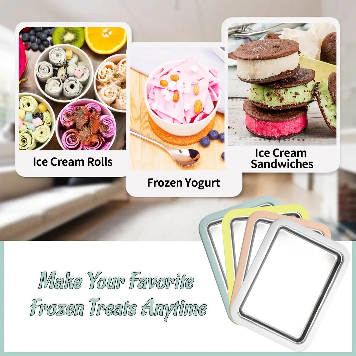 Instant Ice Cream Maker Pan DIY Rolled Ice Cream Machine for Home