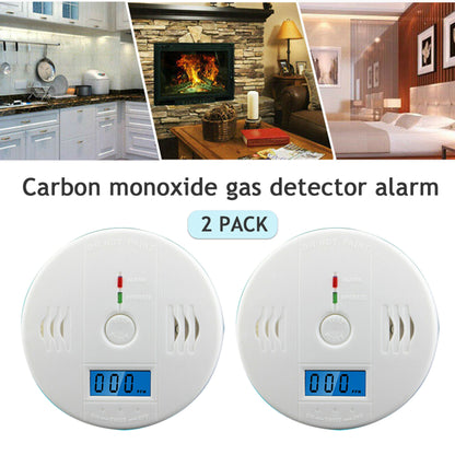 2-Pack Carbon Monoxide Detector - High-Accuracy Battery Operated CO Alarm with LCD Display & 85dB Siren