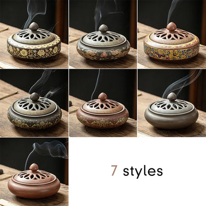 Ceramic Lotus Incense Burner with Enamel Finish