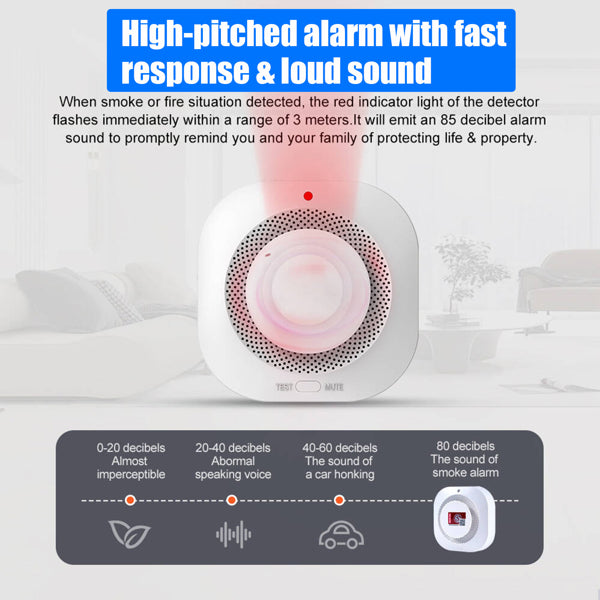 Dual-Sensor Photoelectric Smoke Alarm - 10-Year Lifespan & 3000mAh High-Capacity Battery Fire Detector