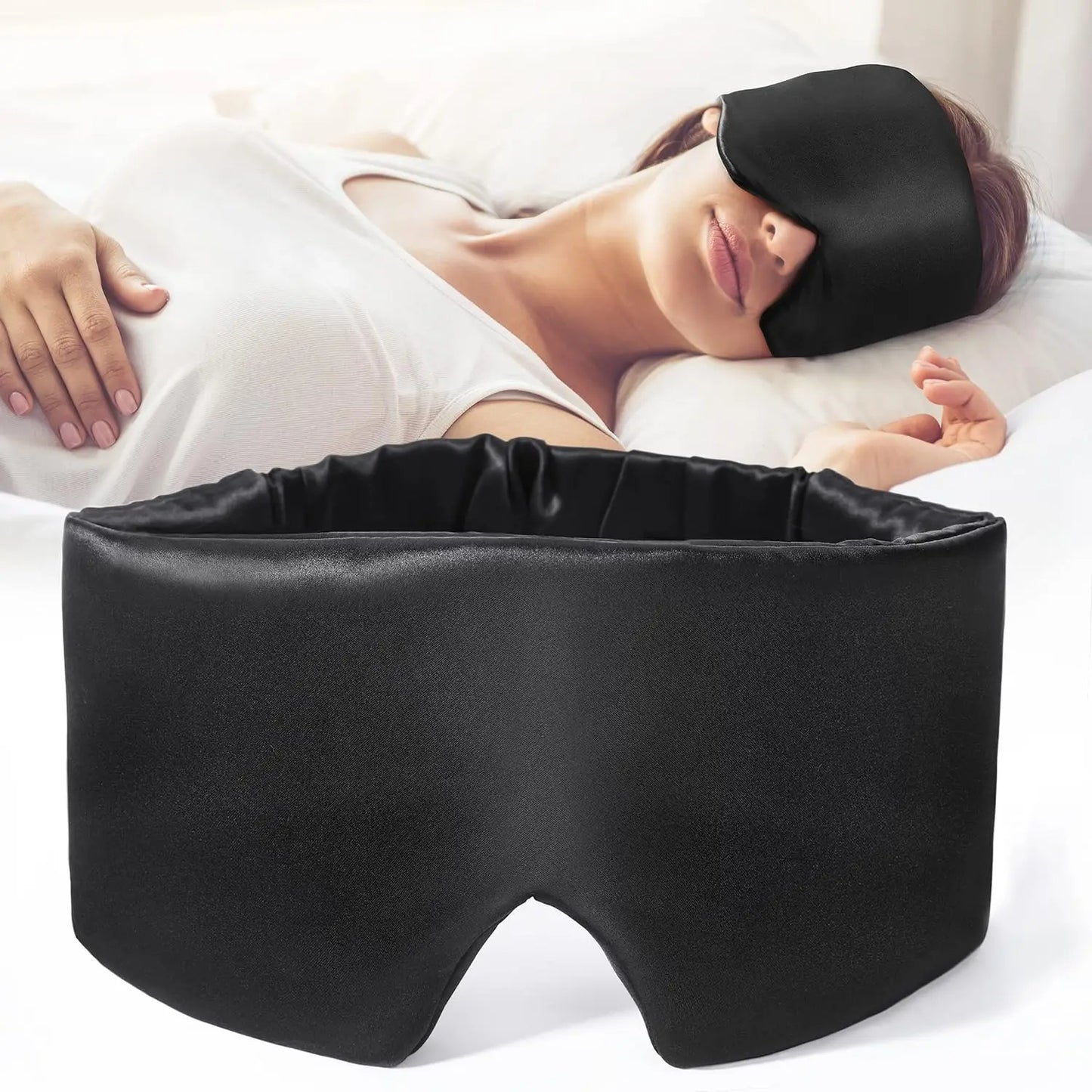 100% Natural Mulberry Silk Sleep Mask - Luxury Blackout Eye Mask for Deep Sleep & Skin Care