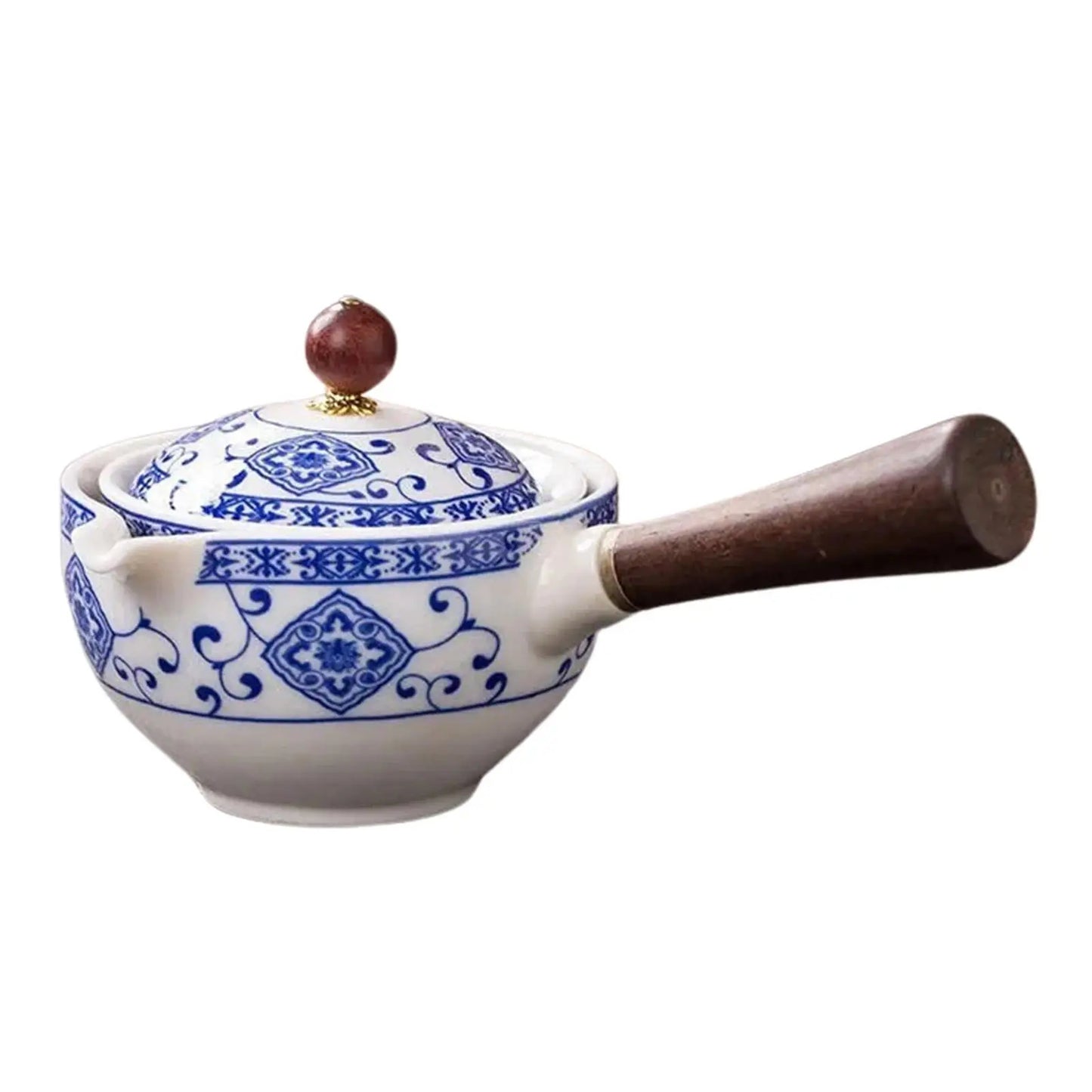 Ceramic Rotating Teapot Set with Spill-Free Pouring