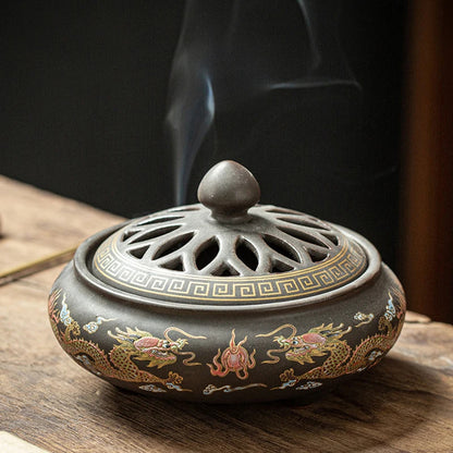 Ceramic Lotus Incense Burner with Enamel Finish