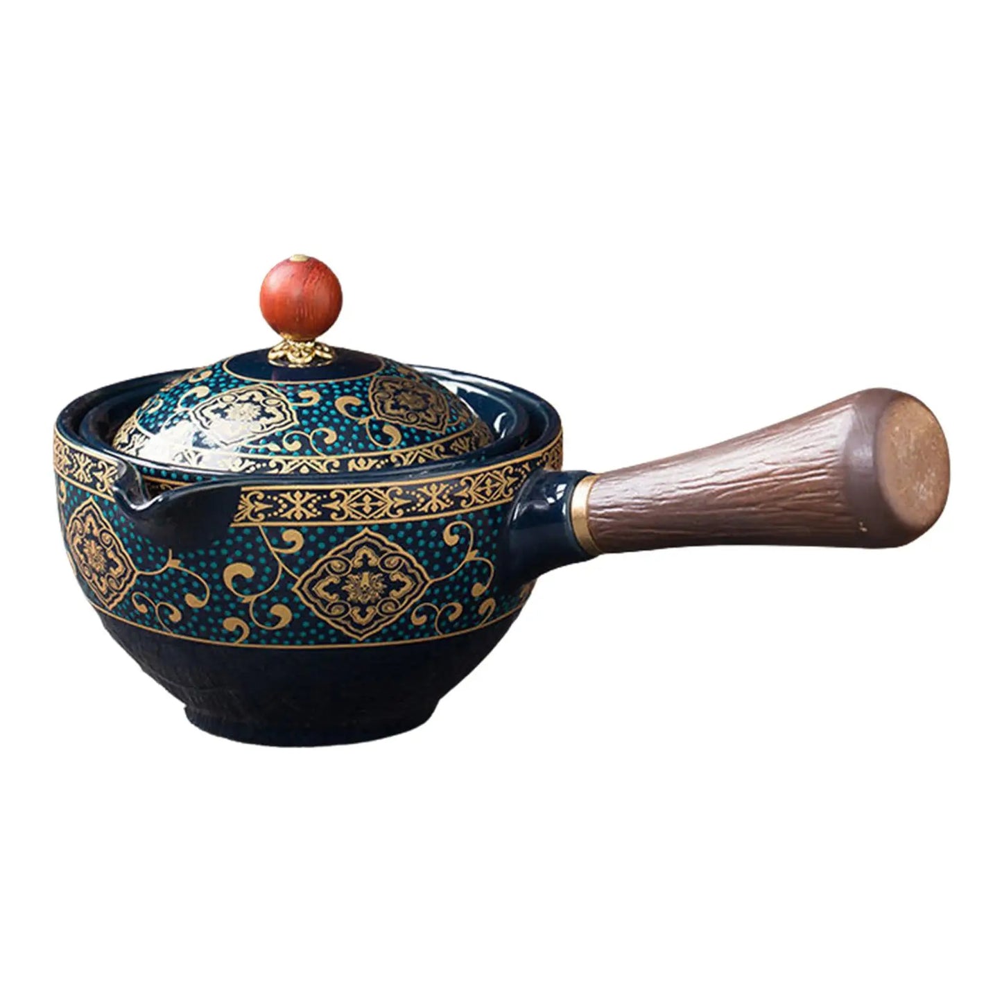 Ceramic Rotating Teapot Set with Spill-Free Pouring