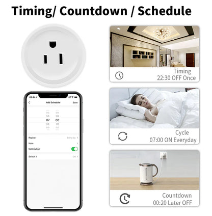 16A Tuya Smart WiFi/Zigbee Socket US Plug With Power Monitoring Timing Function WiFi Outlets Works With Alexa Home Assistant Z2M