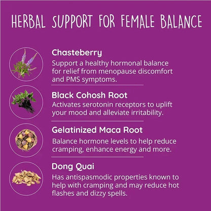 Female Hormone Balance - Supports Women's Health, Relieves Menopause, Balances Hormones, Relieves Cramps, Boosts Immunity