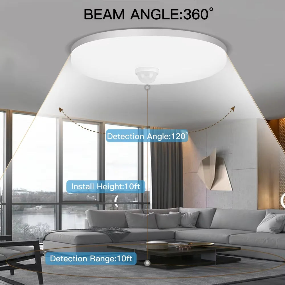 Motion Sensor Ceiling Light Modern Smart Sensor LED Lamp Human Infrared Sensing Lamp Indoor for Garage Corridor Lighting Fixture