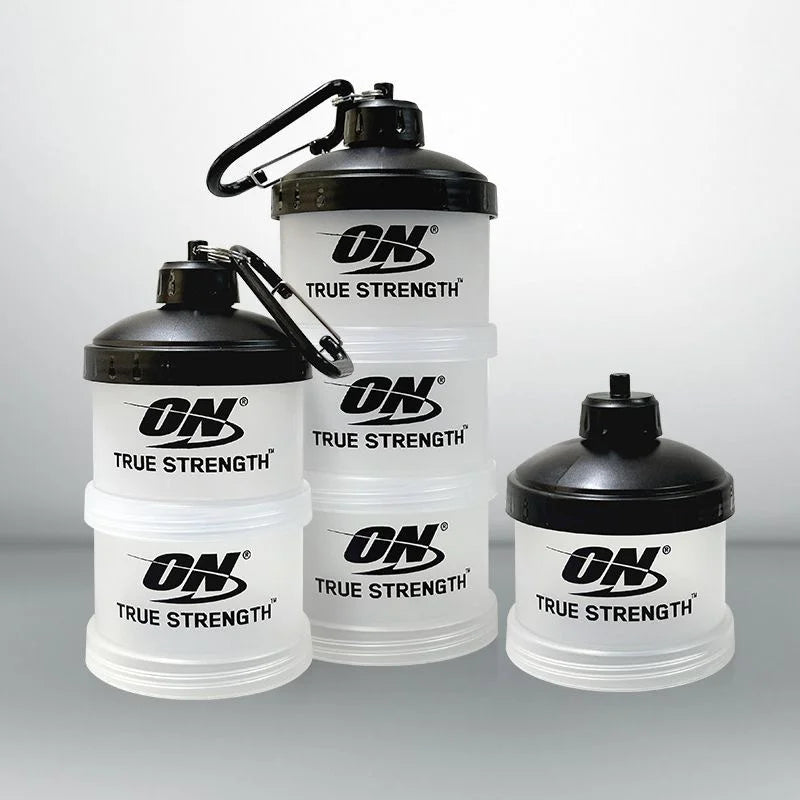 3 Tier Portable Protein Powder Box Fitness Supplement Bottle Funnel Powder Box Handle Layered Storage Pill Box Snack Jar