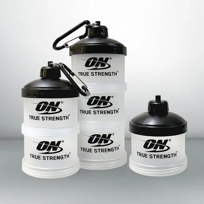 3 Tier Portable Protein Powder Box Fitness Supplement Bottle Funnel Powder Box Handle Layered Storage Pill Box Snack Jar