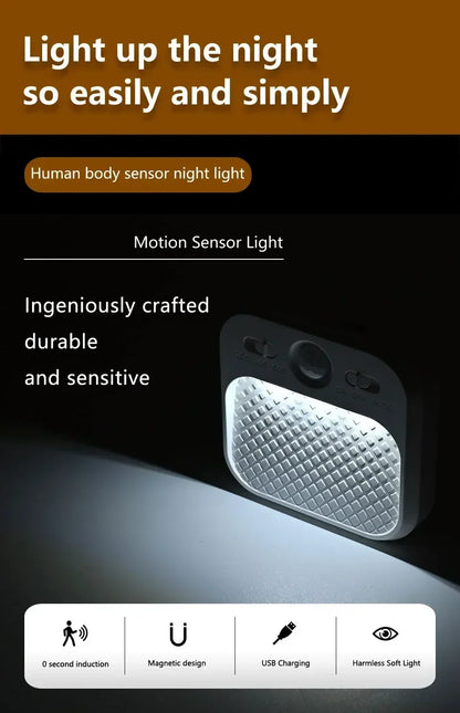 Motion Sensor LED Night Light White Mini Magnetic Removable Tri-colour Adjustable Bedroom Staircase Wardrobe Cabinet Lighting