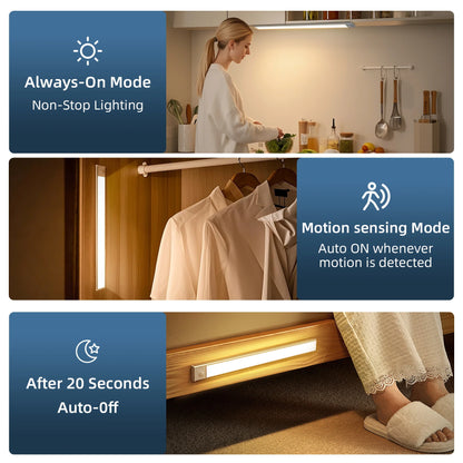 Motion Sensor Light Dimmable USB Rechargeable Lamp 3 Colors Night Light Cabinet Light Bedside Lamps  Battery Lamp LED Light Fixt
