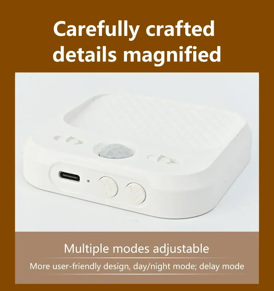 Motion Sensor LED Night Light White Mini Magnetic Removable Tri-colour Adjustable Bedroom Staircase Wardrobe Cabinet Lighting
