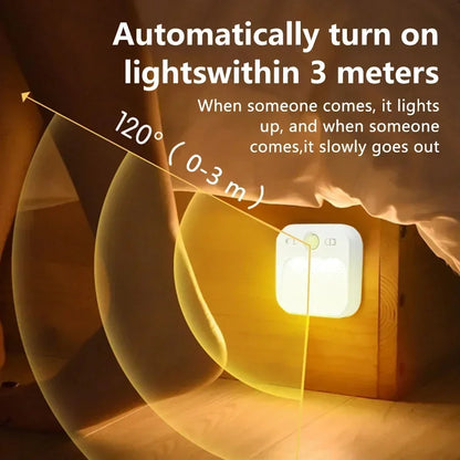 Motion Sensor LED Night Light White Mini Magnetic Removable Tri-colour Adjustable Bedroom Staircase Wardrobe Cabinet Lighting