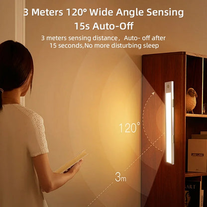 Motion Sensor Cabinet Lights Dimmable LED Night Light Wireless USB Rechargeable Led Tube Light for Wardrobe 3Colors Night Lamp