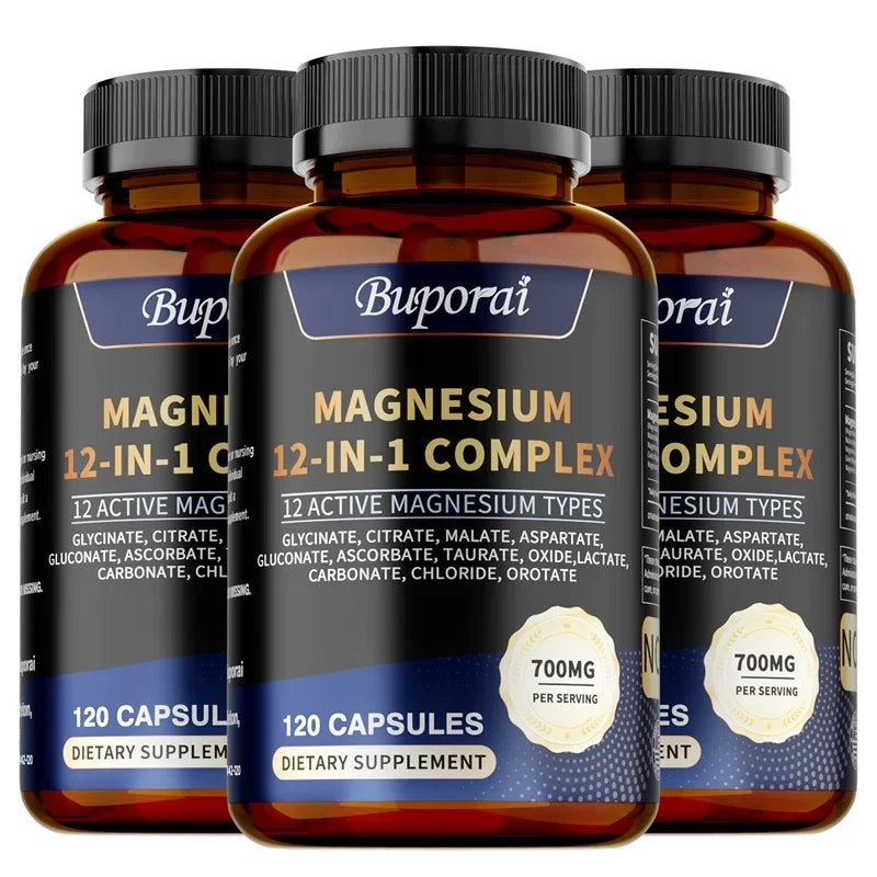 Magnesium Complex Capsules - Bone & Heart Health Supplement, Glycine, Citrate, Malate, Aspartate, Gluconate, Ascorbate, Taurine