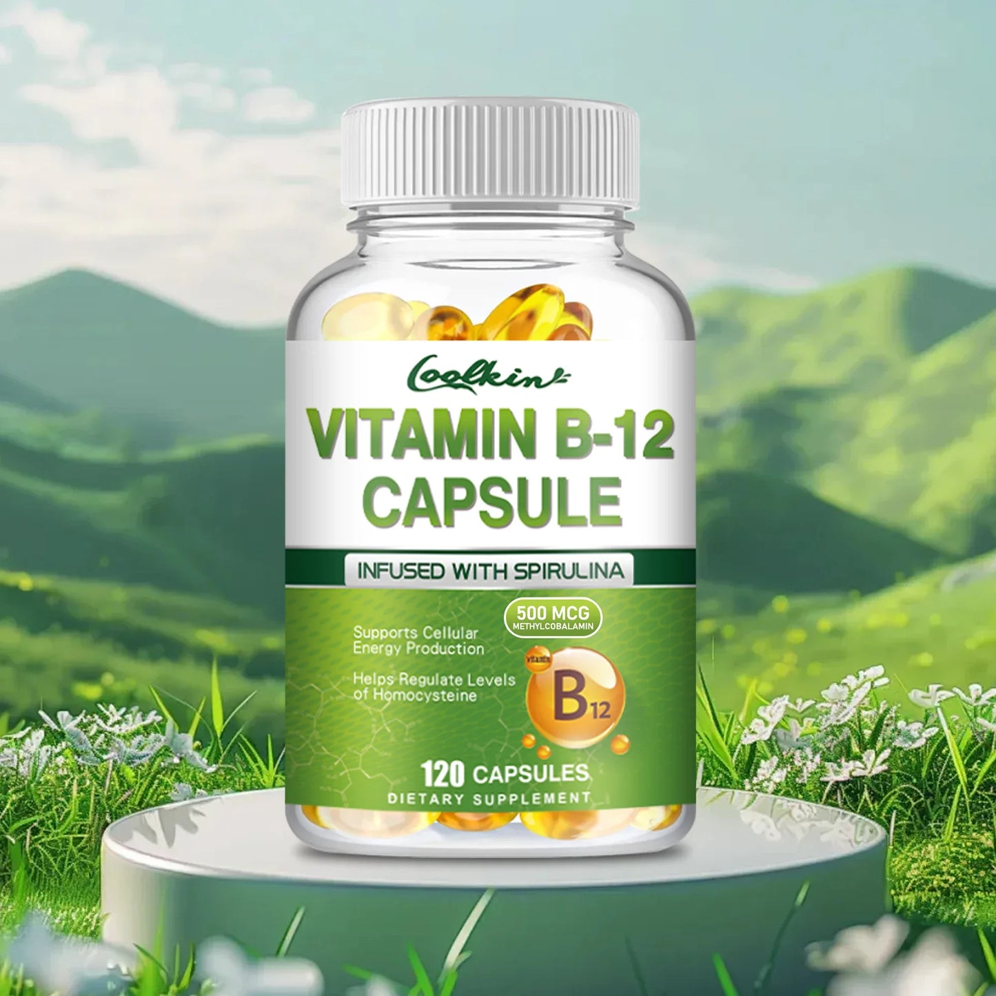 Vitamin B12 - Supports Energy Metabolism and Nervous System, Good for Heart and Brain Health - 120 Capsules
