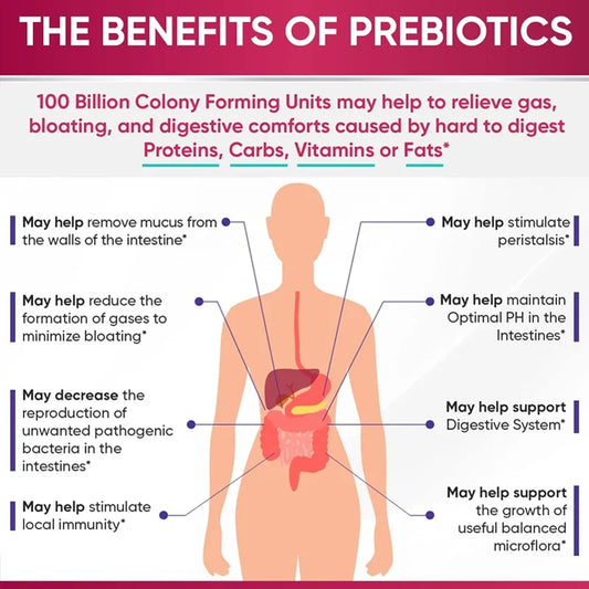 100 Billion Natural Organic Probiotics, Digestive Enzymes - Gut & Immune Health, Gas & Bloating Relief