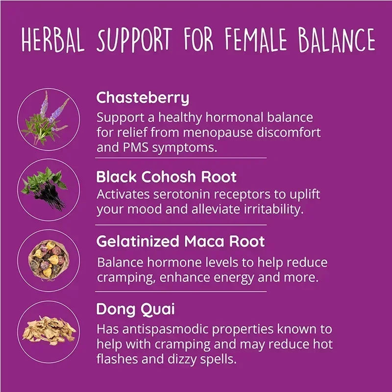 Female Hormone Balance - Supports Women's Health, Relieves Menopause, Balances Hormones, Relieves Cramps, Boosts Immunity