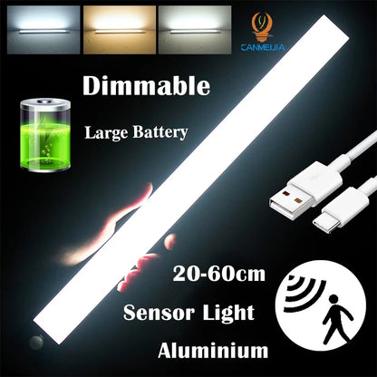 Motion Sensor Light Dimmable USB Rechargeable Lamp 3 Colors Night Light Cabinet Light Bedside Lamps  Battery Lamp LED Light Fixt