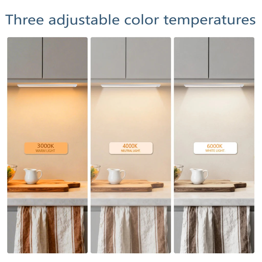 Motion Sensor Light Dimmable USB Rechargeable Lamp 3 Colors Night Light Cabinet Light Bedside Lamps  Battery Lamp LED Light Fixt